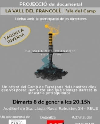 Cartell de la projecció del documental 'La Vall del Francolí" a Reus