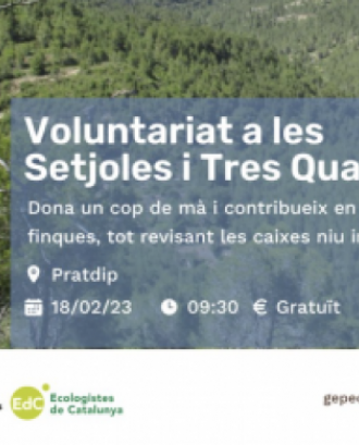 Fragment del cartell oficial de l'activitat de voluntariat. Font: Grup d'Estudis i Protecció dels Ecosistemes Catalans (GEPEC)