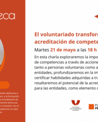 Cartell del webinar organitzat per La Volunteca sobre desenvolupament i acreditació de competències.
