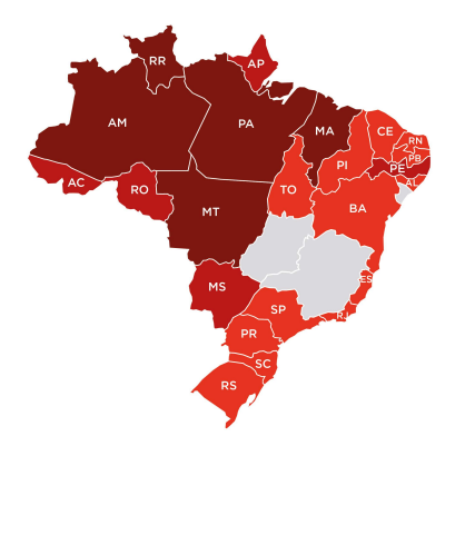 Mapa de contagis de Covid-19 al Brasil