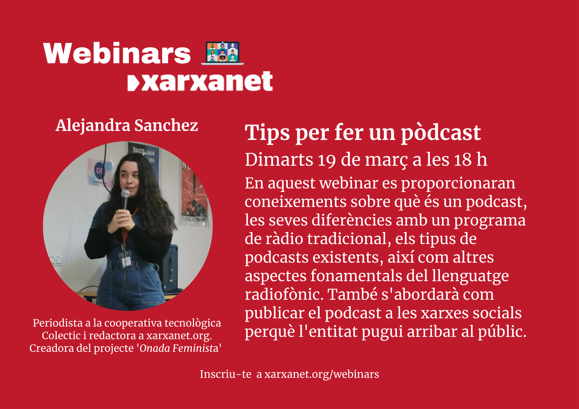 Alejandra Sánchez, periodista a la cooperativa tecnològica Colectic i redactora a xarxanet.org. Creadora del projecte 'Onada Feminista'.